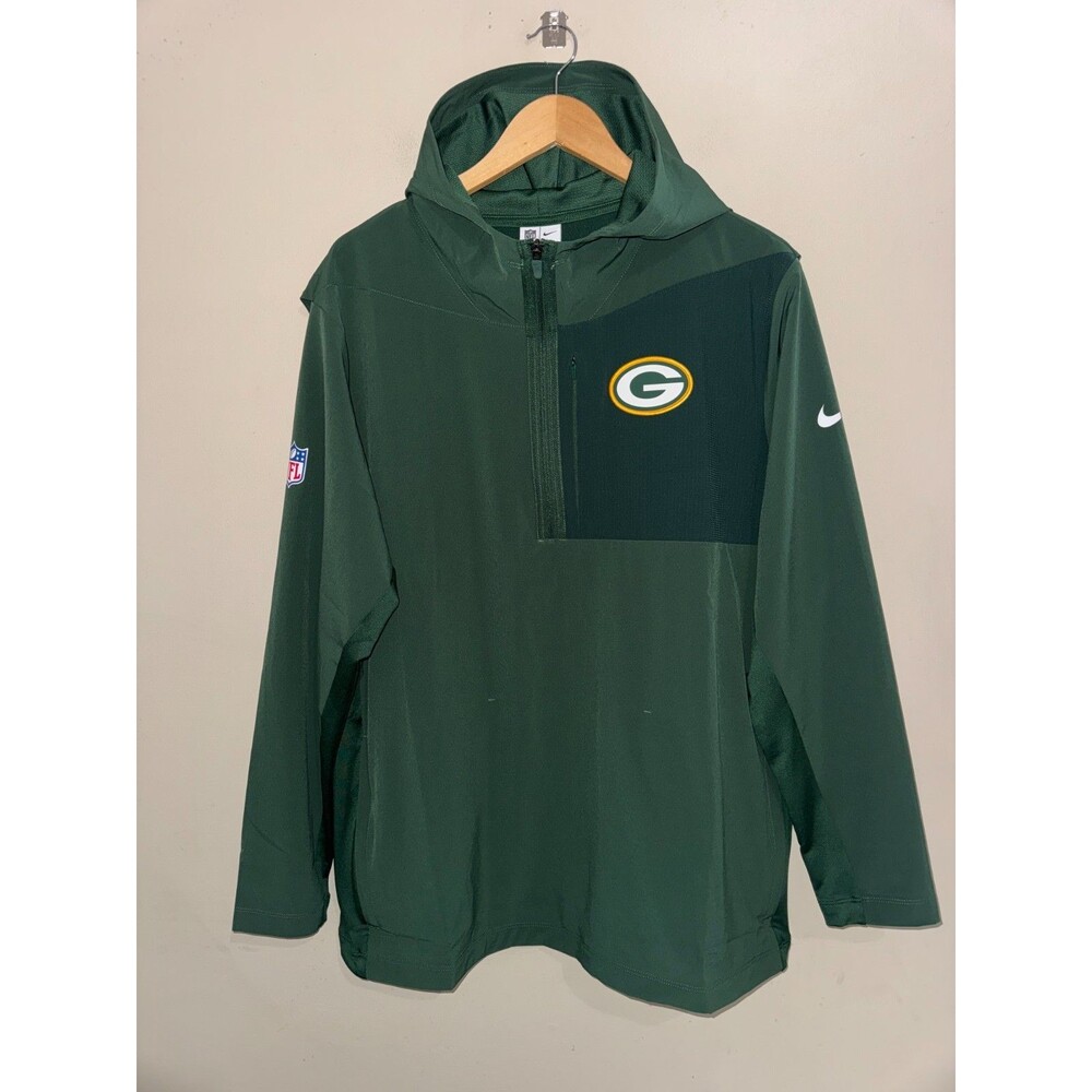 Men's L Nike NFL Green Bay Packers Team Issue PE Pregame 1/2 Zip Hooded Jacket